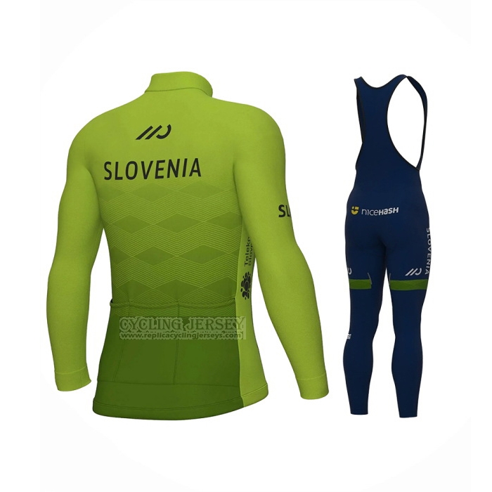 2023 Cycling Jersey Slovenia Green Long Sleeve And Bib Short